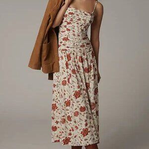 NWT Reformation Azure Smocked Midi Dress, Multi-Color Floral Print, Size 6